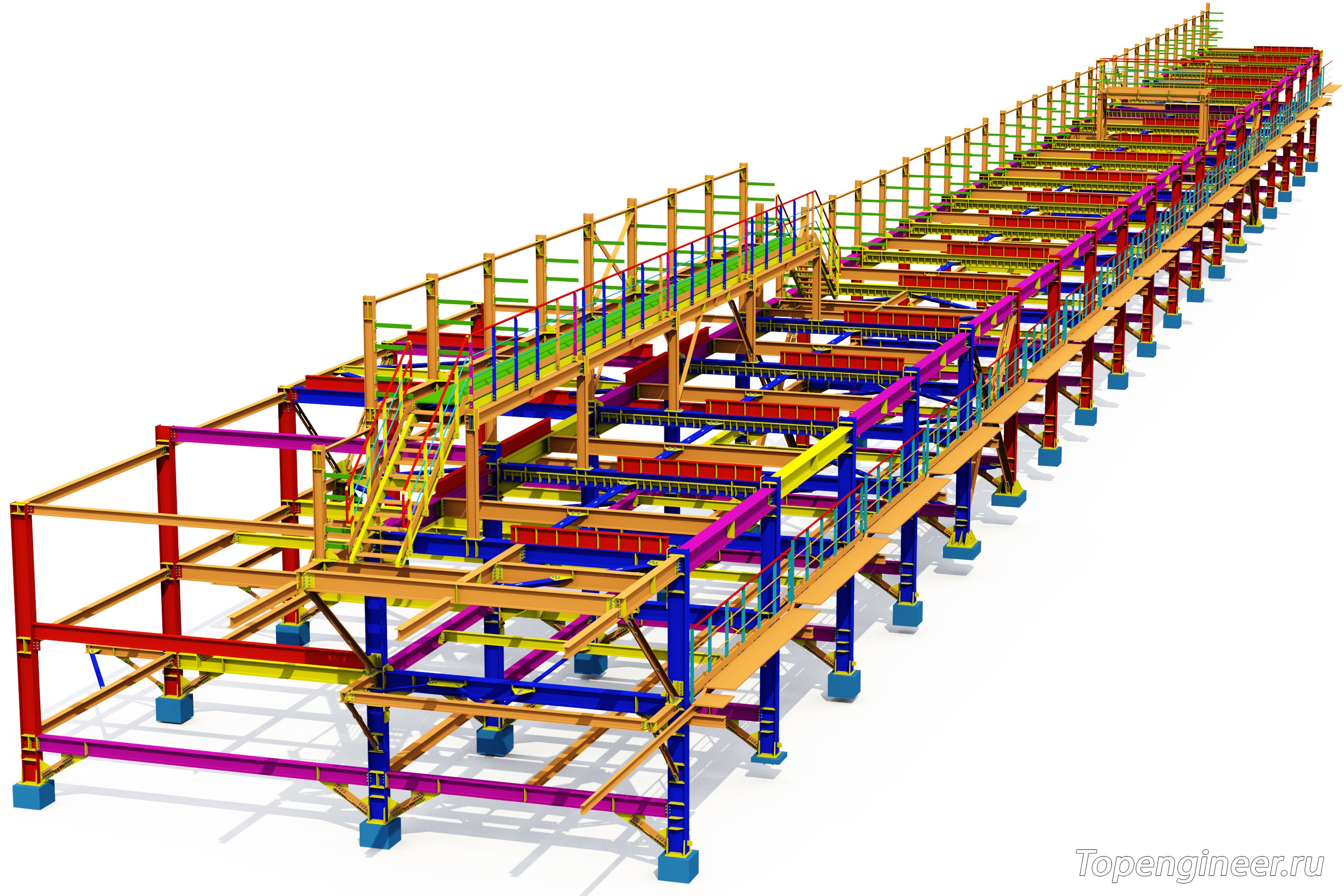Проектирование эстакад НПЗ КМ и КМД - разработка КМД, КМ, КЖ. Tekla Structures - BIM 