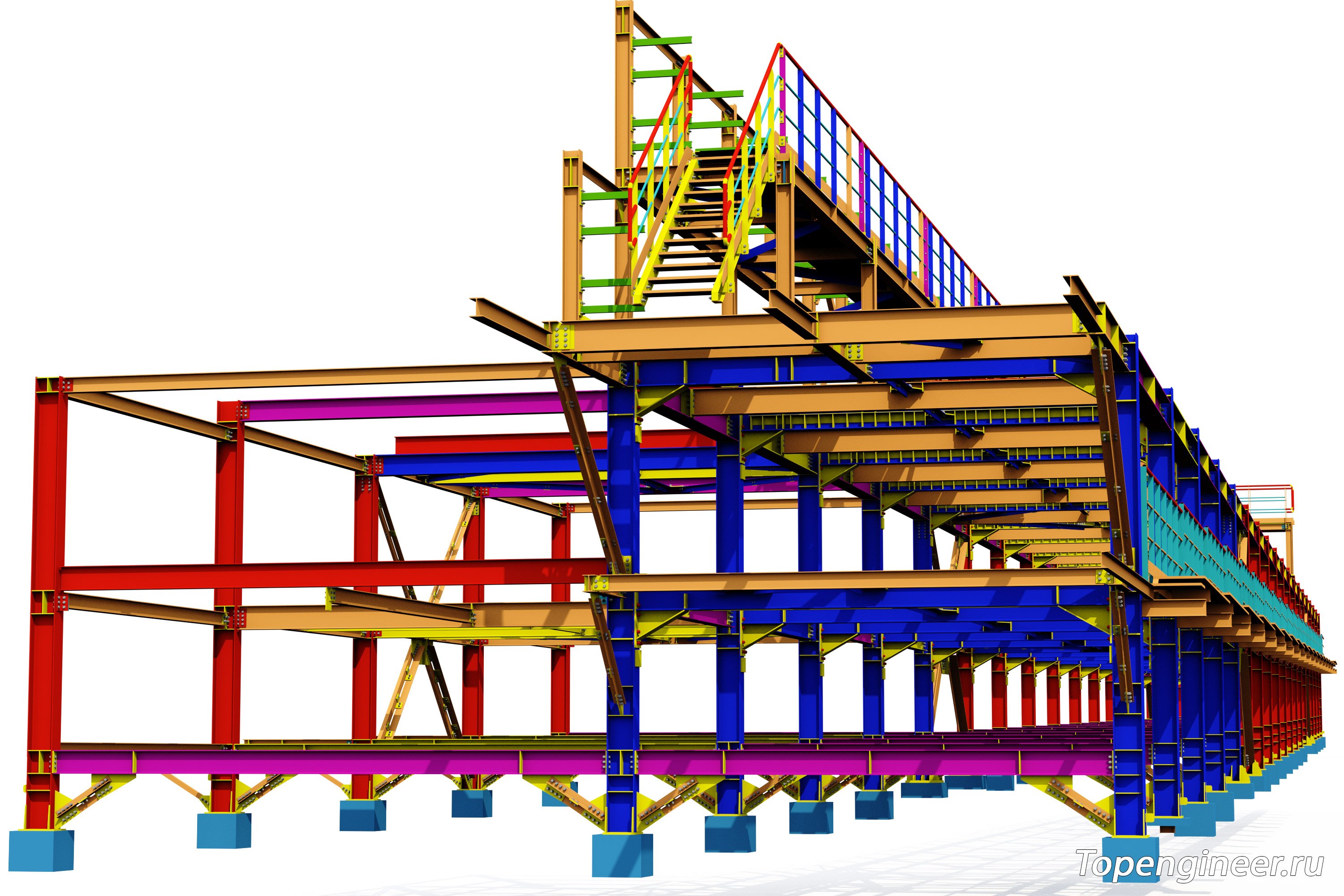 Проектирование эстакад НПЗ КМ и КМД - разработка КМД, КМ, КЖ. Tekla Structures - BIM 