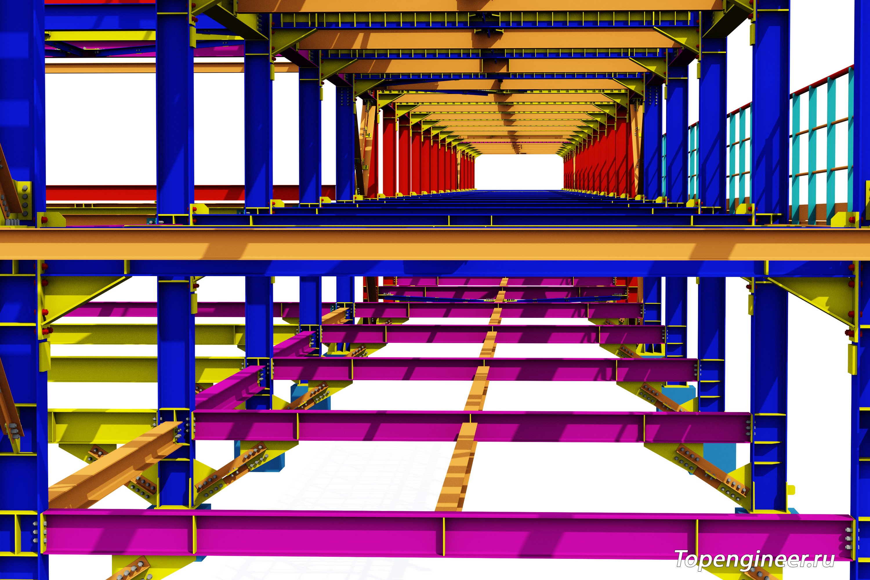 Проектирование эстакад НПЗ КМ и КМД - разработка КМД, КМ, КЖ. Tekla Structures - BIM 