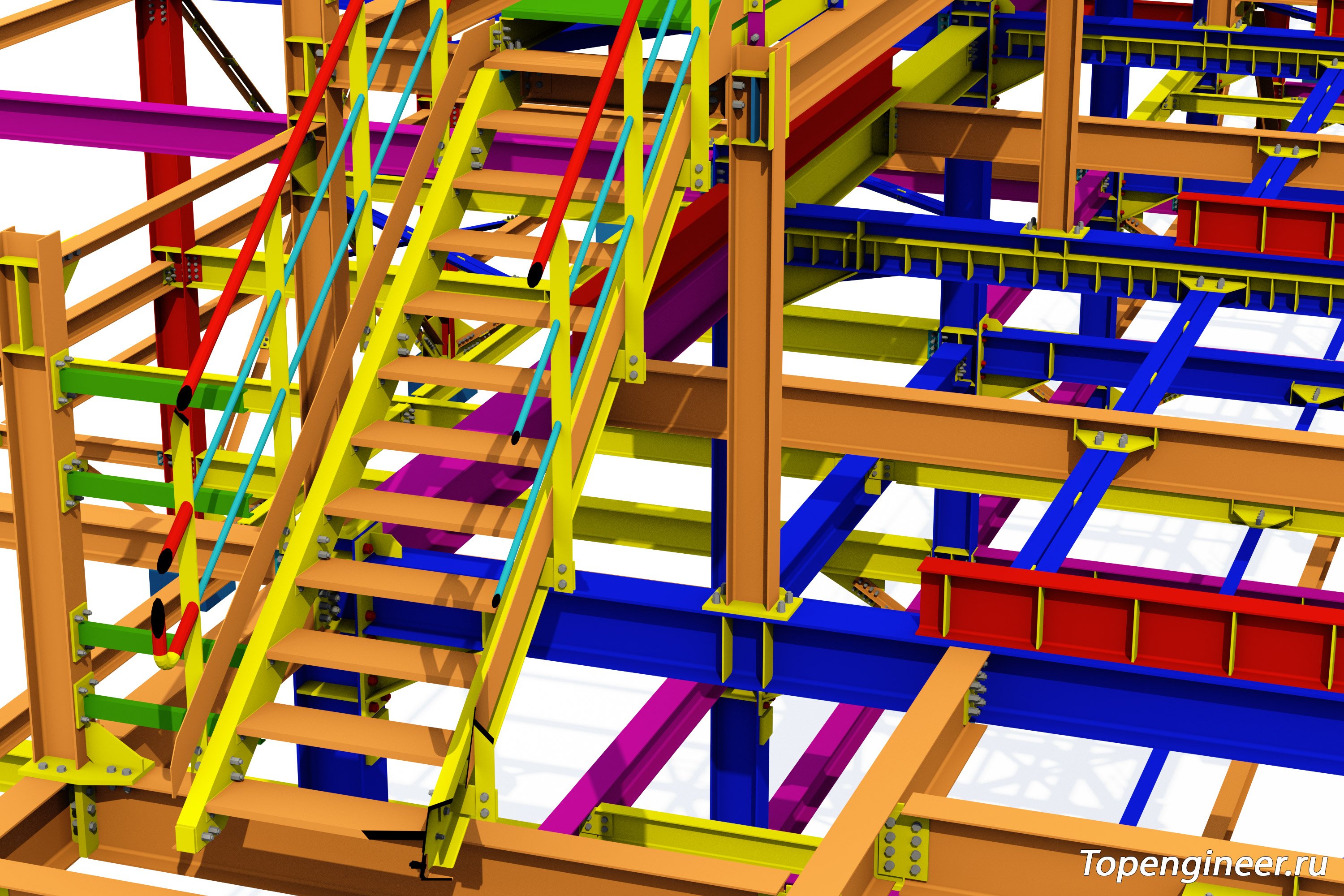 Проектирование эстакад НПЗ КМ и КМД - разработка КМД, КМ, КЖ. Tekla Structures - BIM 