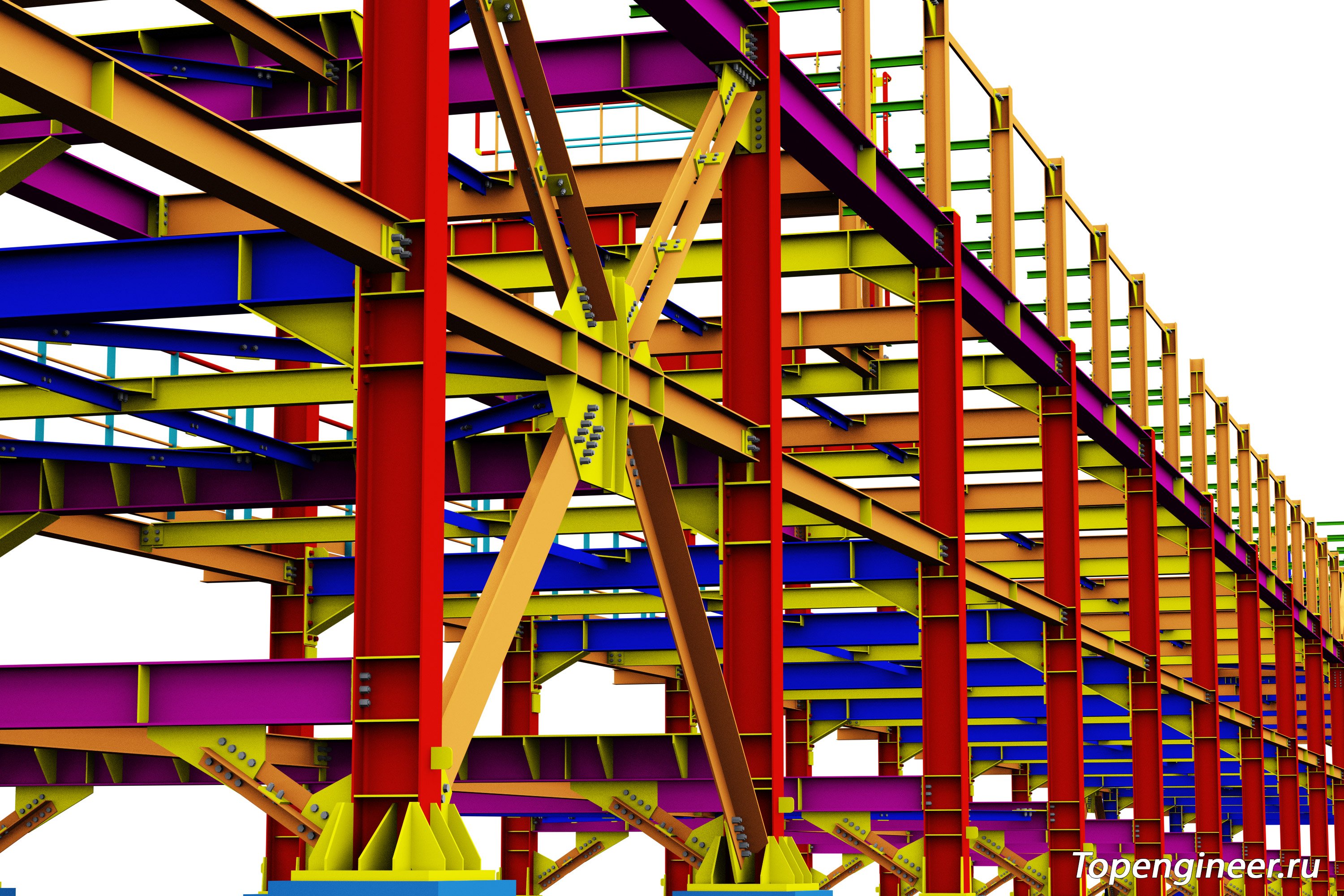 Проектирование эстакад НПЗ КМ и КМД - разработка КМД, КМ, КЖ. Tekla Structures - BIM 
