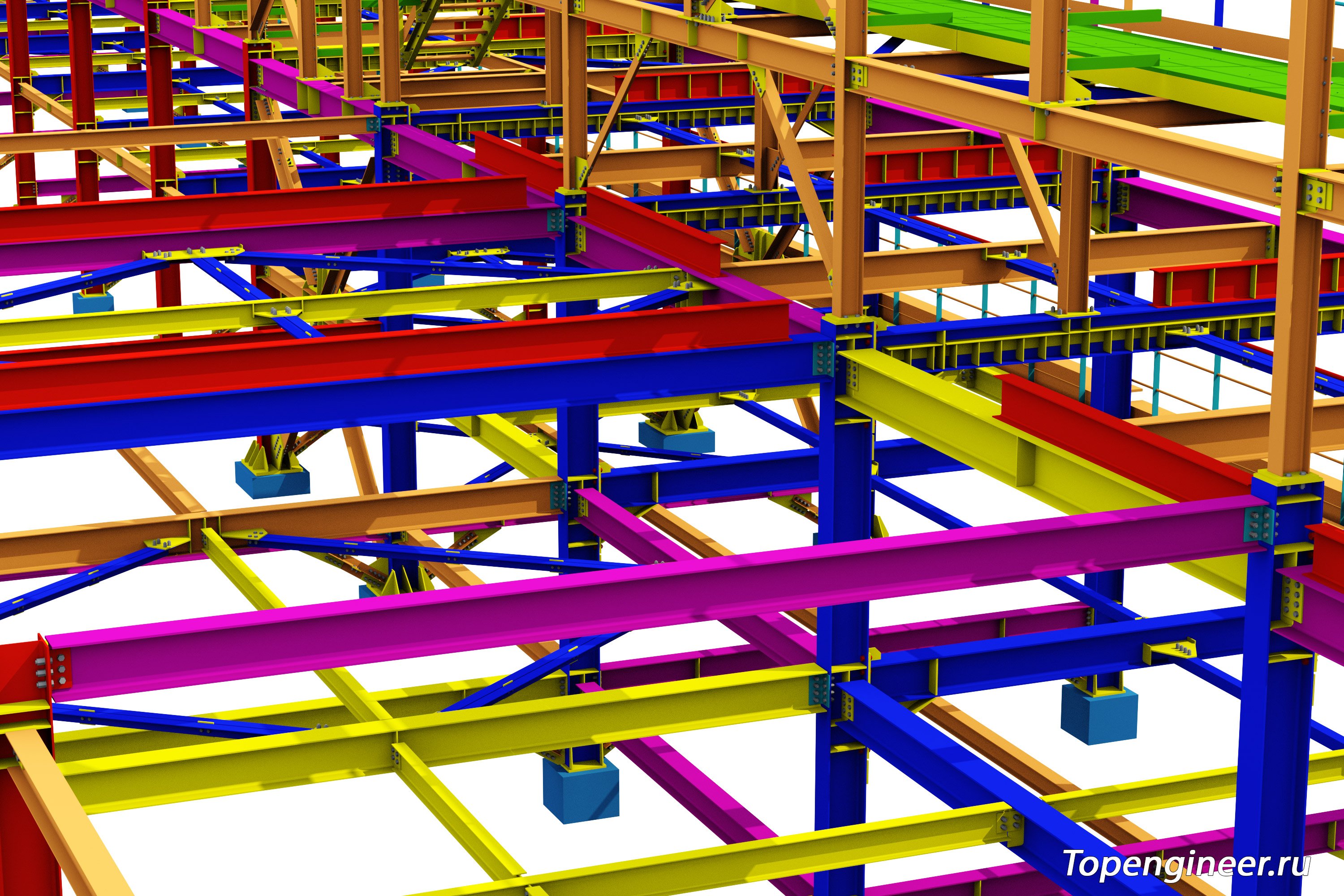 Проектирование эстакад НПЗ КМ и КМД - разработка КМД, КМ, КЖ. Tekla Structures - BIM 