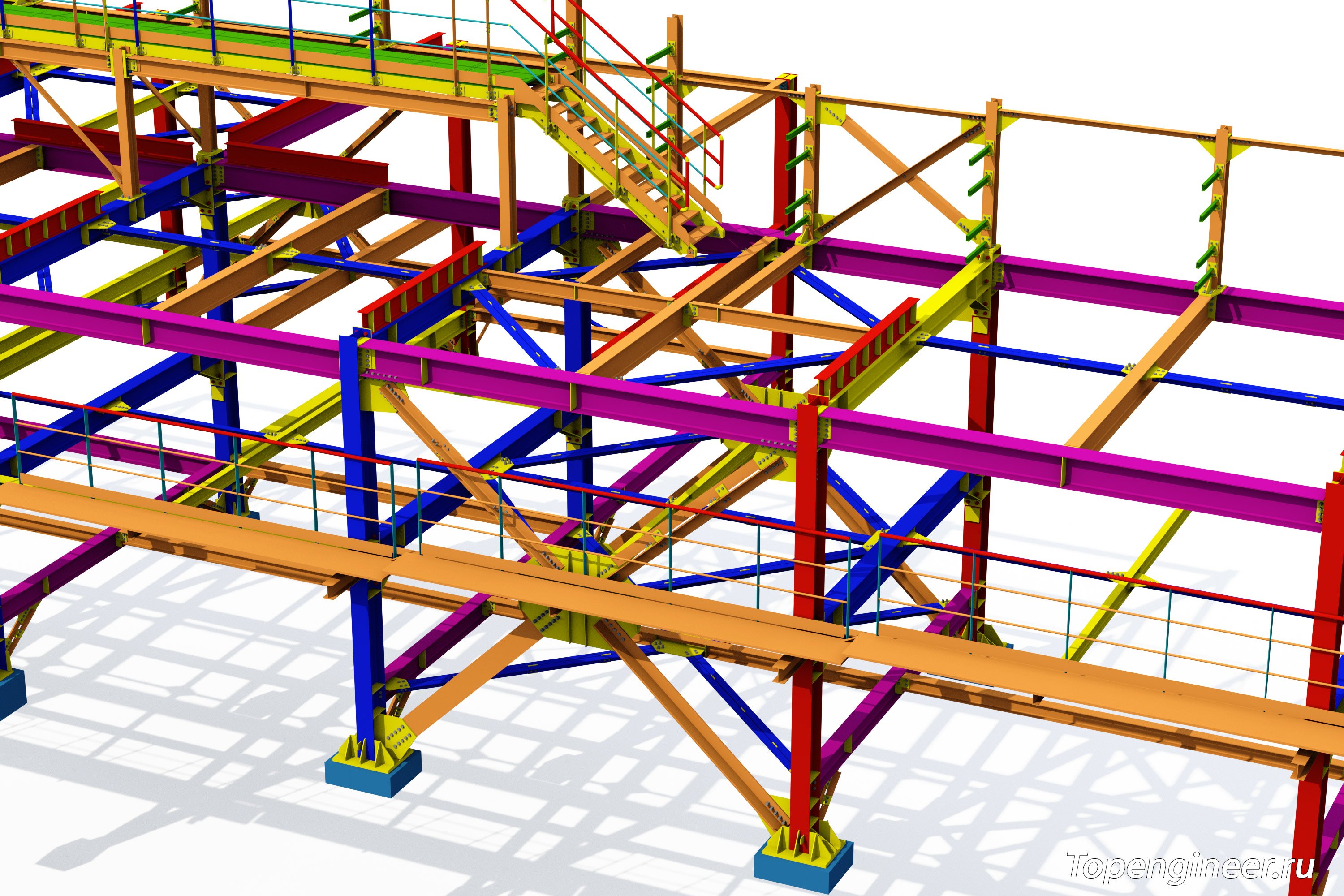 Проектирование эстакад НПЗ КМ и КМД - разработка КМД, КМ, КЖ. Tekla Structures - BIM 
