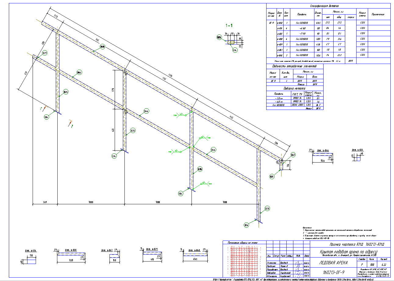 Разработка КМД. Пример чертежа колонны в КМД