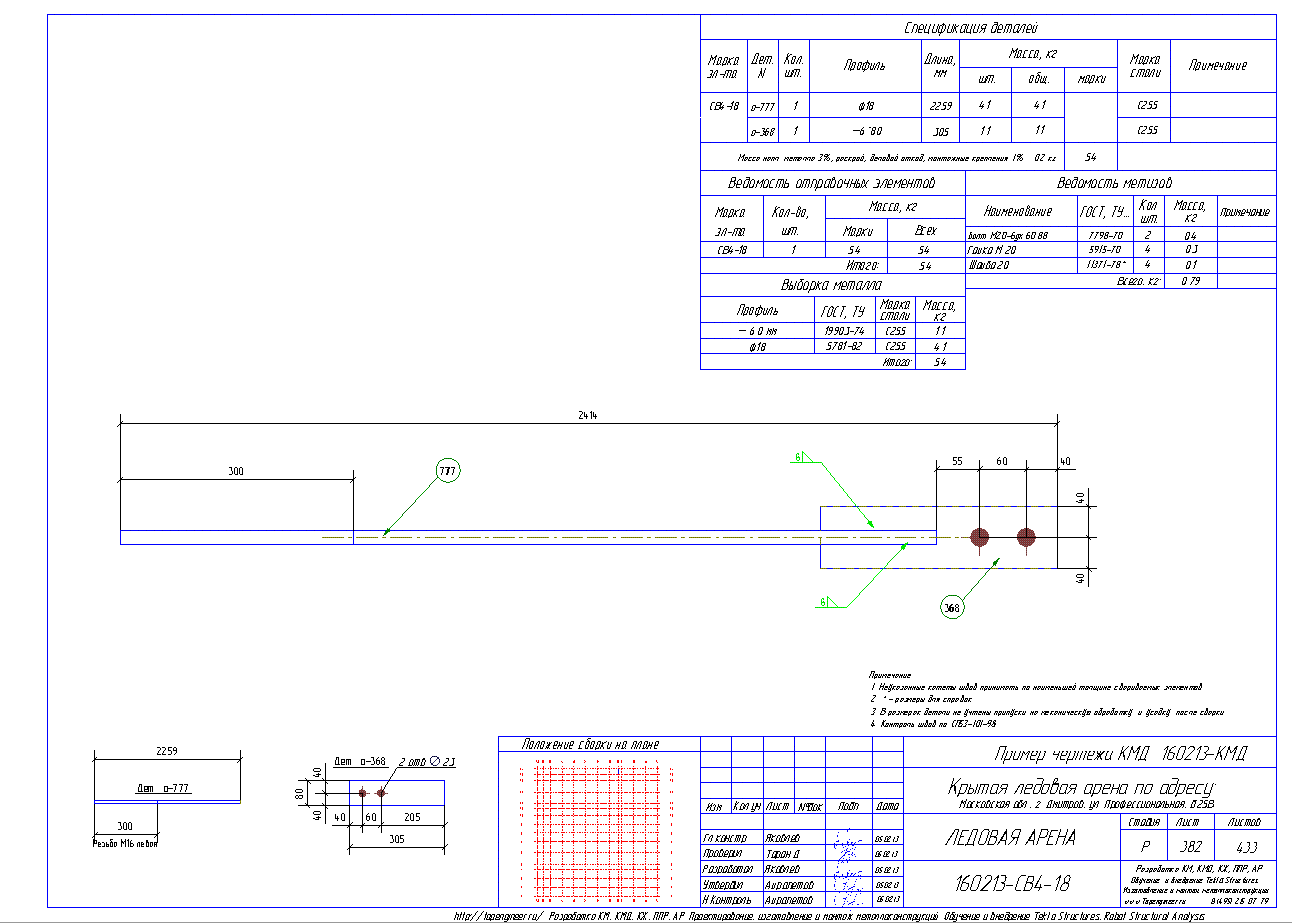 Разработка КМД. Пример чертежа колонны в КМД