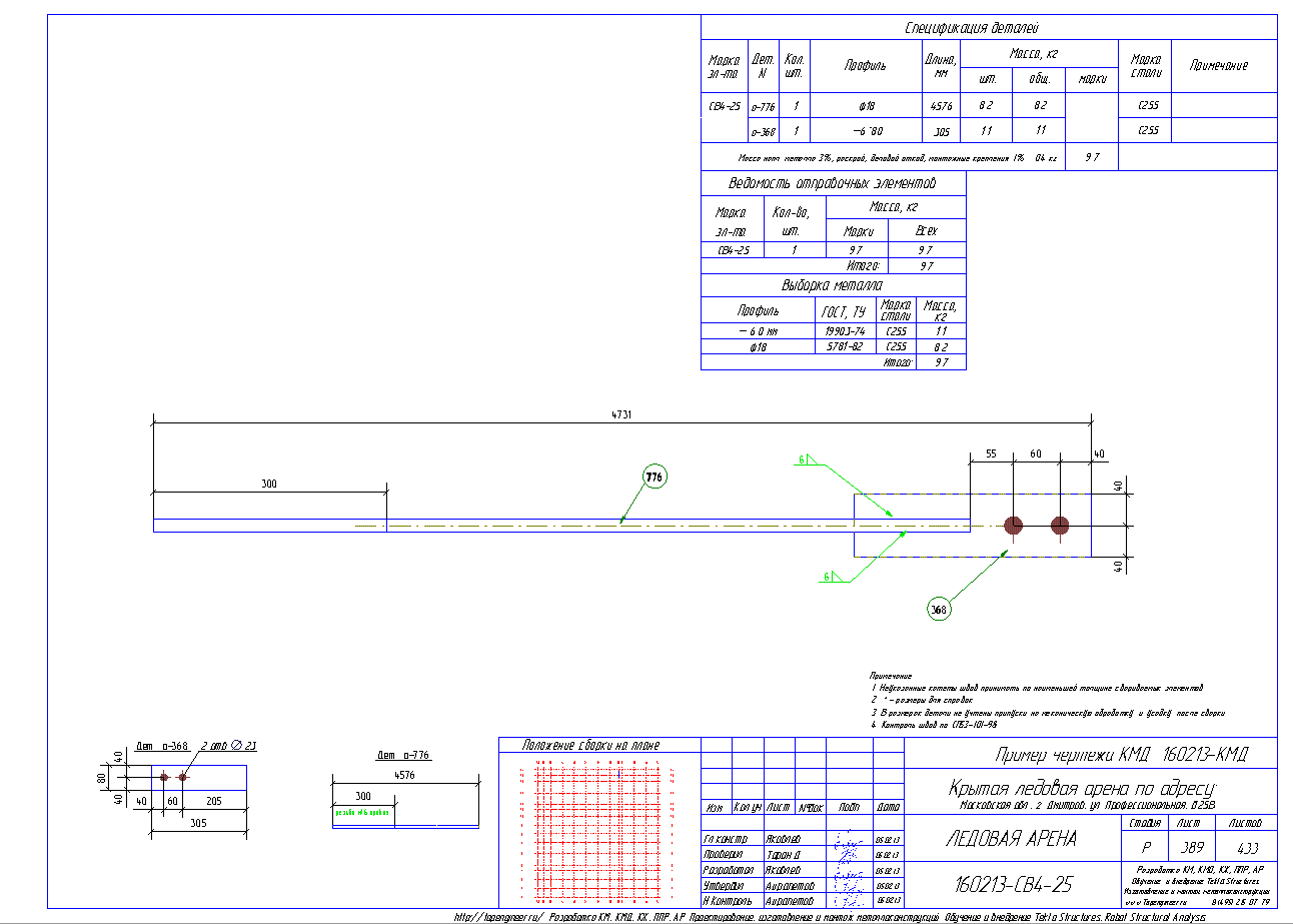 Разработка КМД. Пример чертежа колонны в КМД