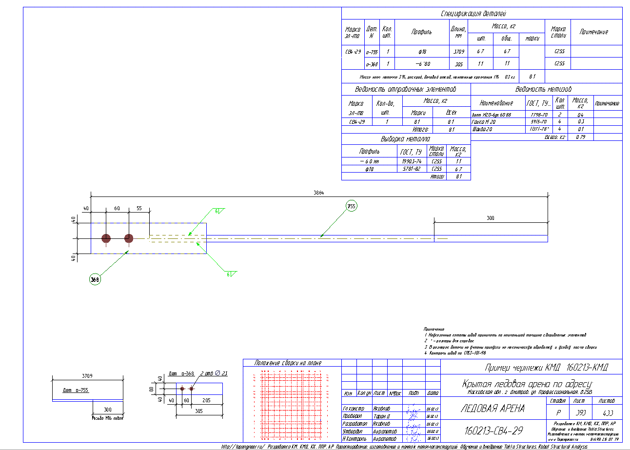 Разработка КМД. Пример чертежа колонны в КМД