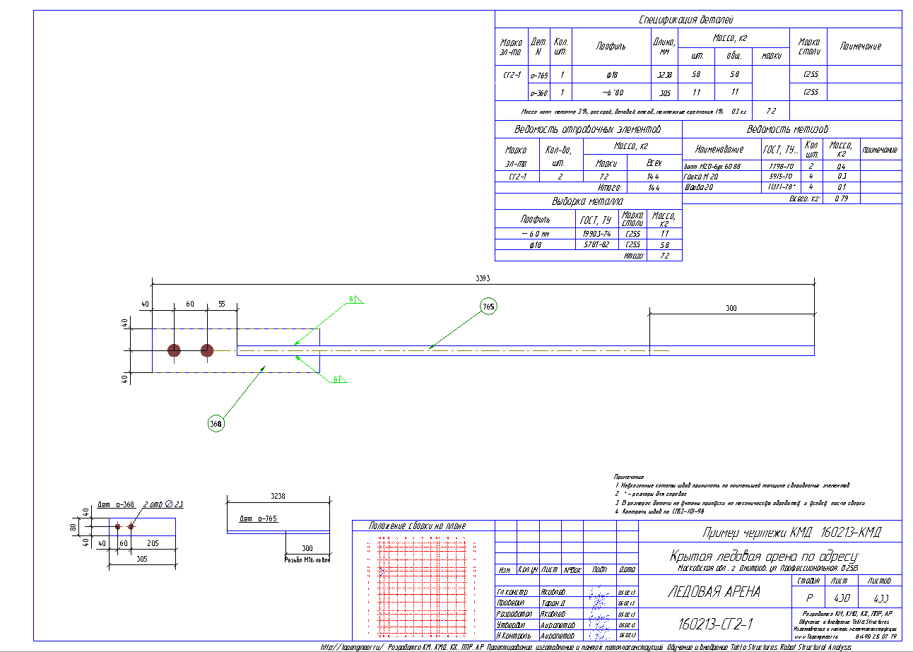 Разработка КМД. Пример чертежа колонны в КМД