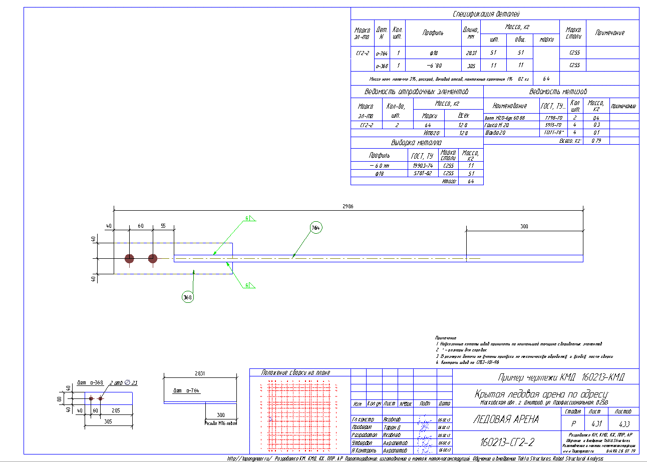 Разработка КМД. Пример чертежа колонны в КМД