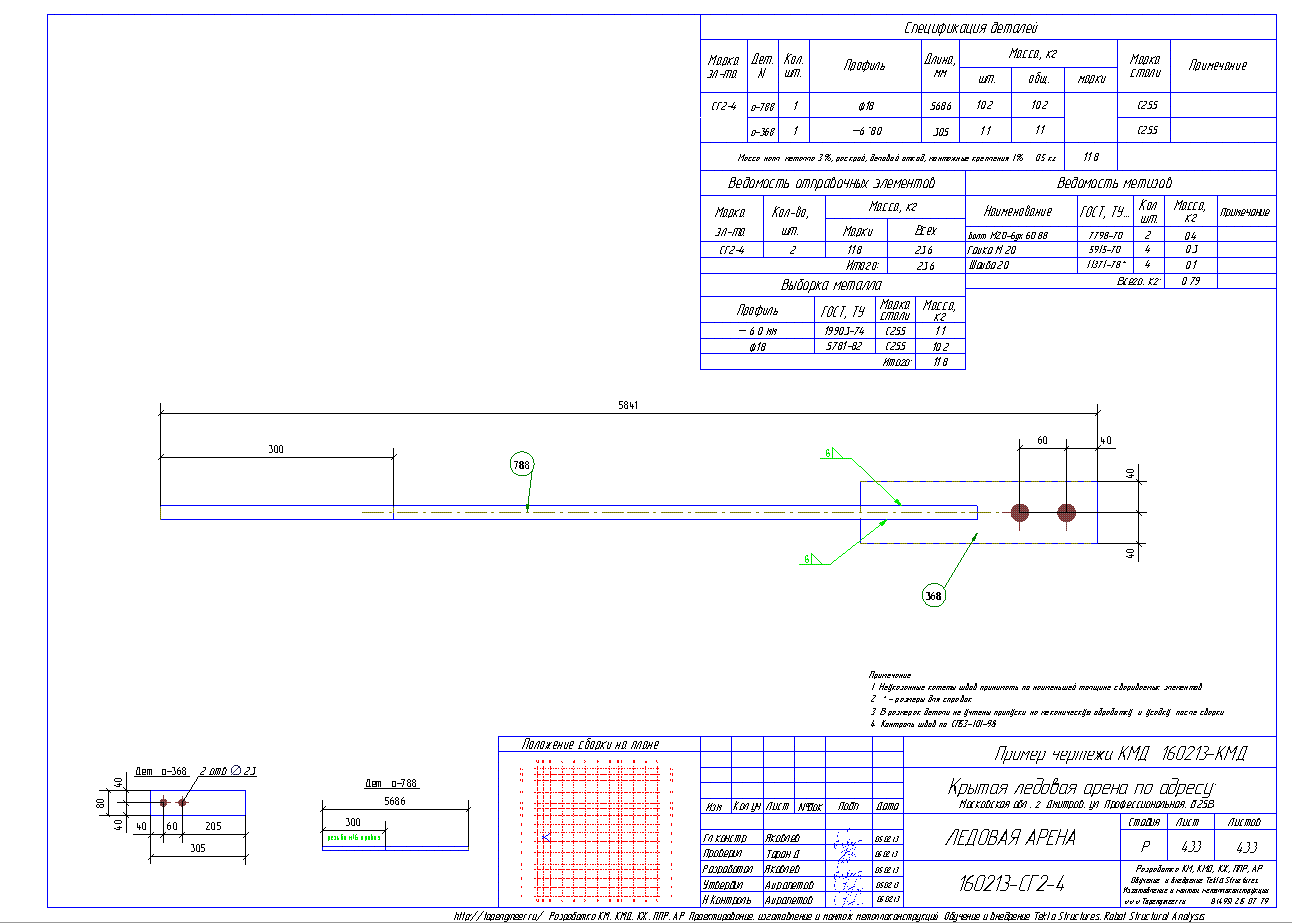 Разработка КМД. Пример чертежа колонны в КМД