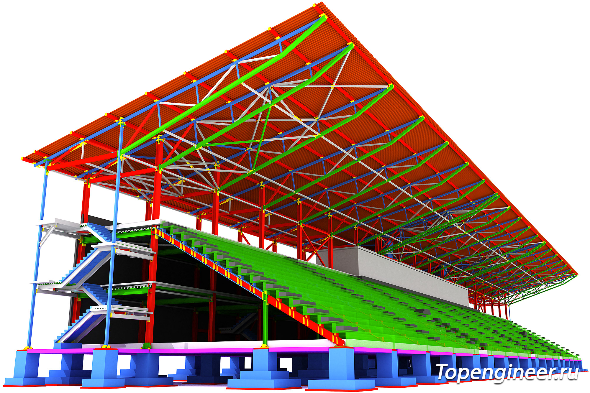 Проектирование трибун - разработка КМ, КЖ, КМД,  КМ, КЖ