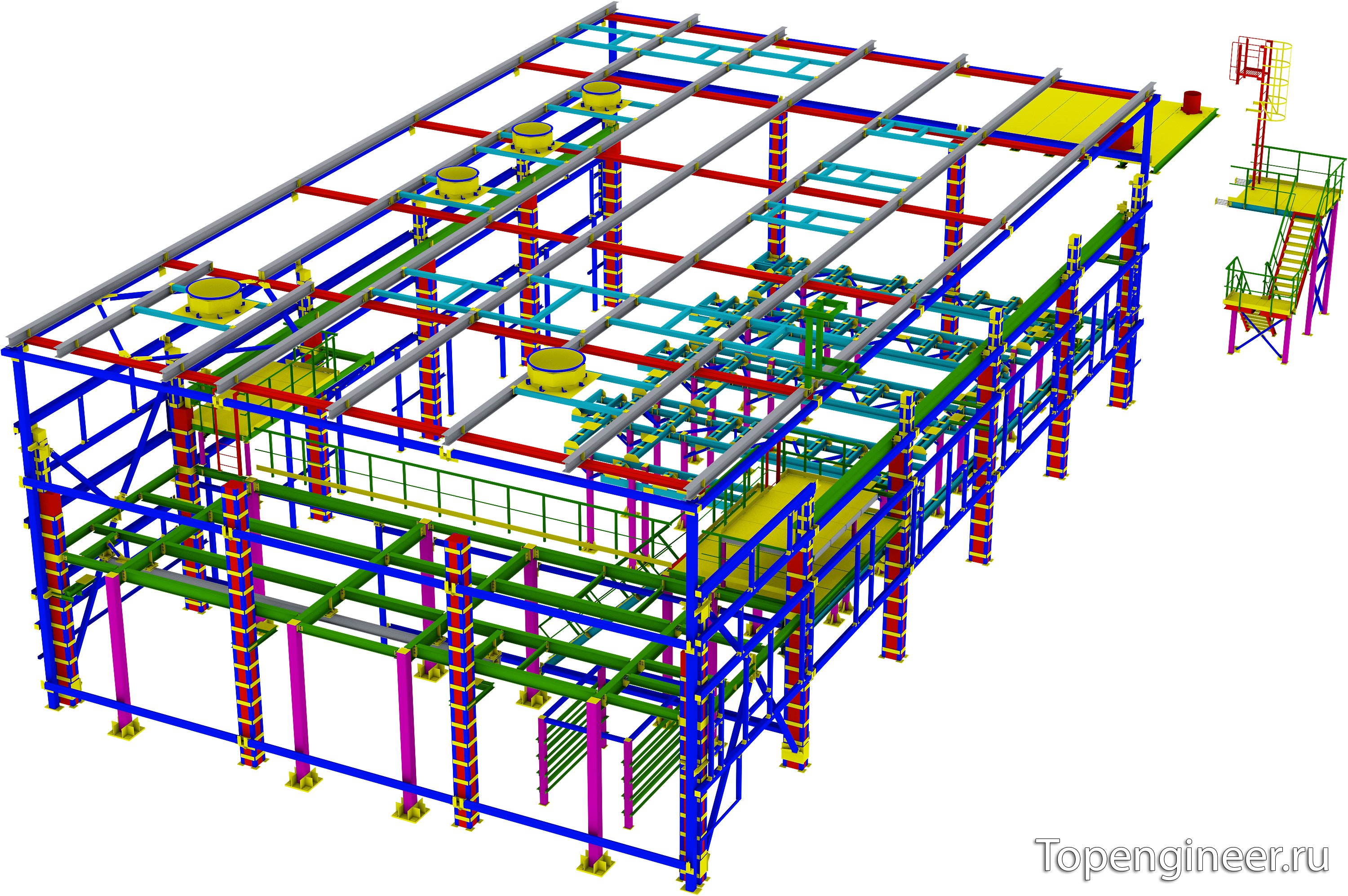 Проектирование и расчет металлоконструкций - разработка КМД,  КМ, КЖ