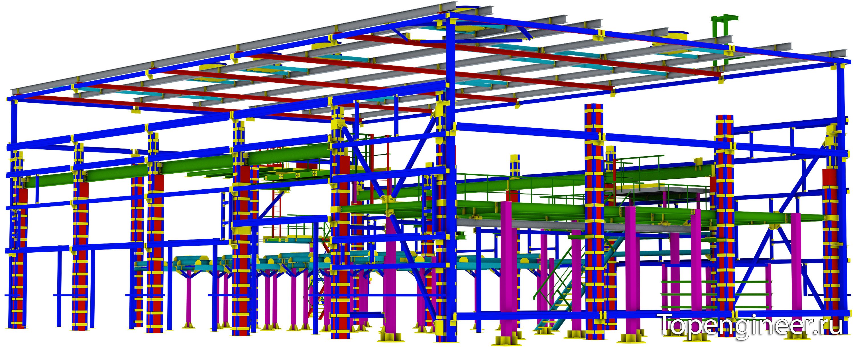 Проектирование и расчет металлоконструкций - разработка КМД,  КМ, КЖ