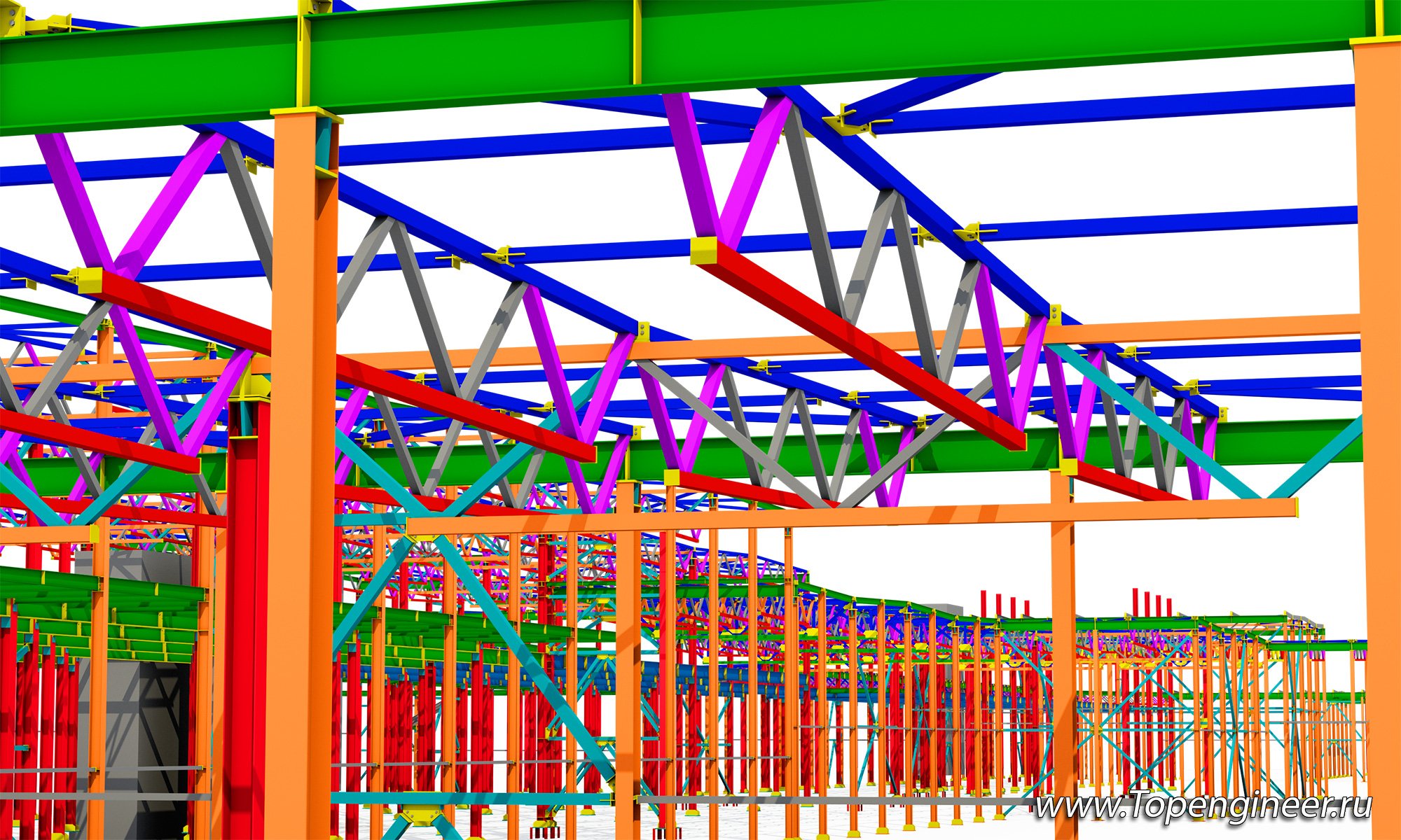 Проектирование металлоконструкций 3D - разработка КМД,  КМ, КЖ