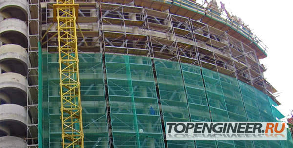 Монтаж многоэтажных зданий - строительные леса 