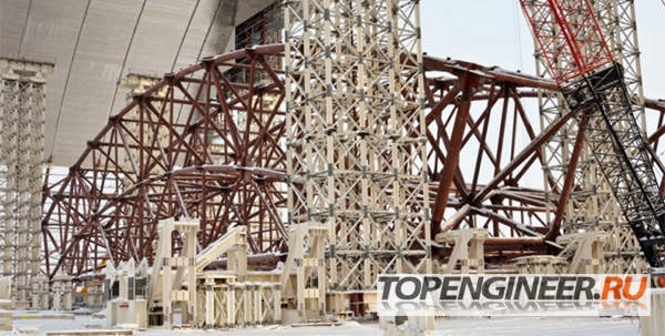 Монтаж рам - подъем рамы