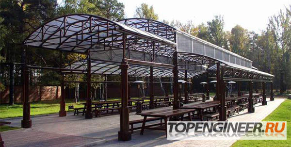 Монтаж навеса в парке