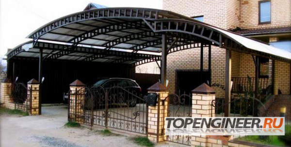 Монтаж навеса из металлоконструкций в частном доме