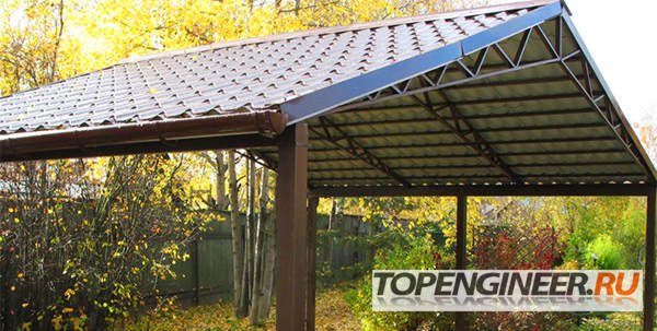 Монтаж навеса на даче